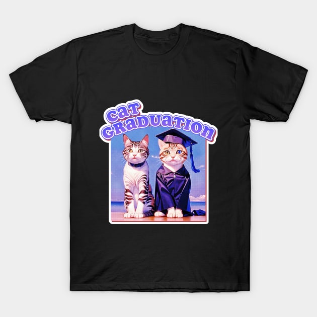 Cat Graduation T-Shirt by LycheeDesign